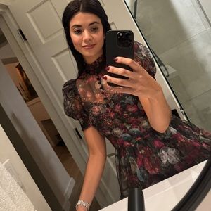 Alice + Olivia Vernita Floral Print Puff Sleeve Size 0